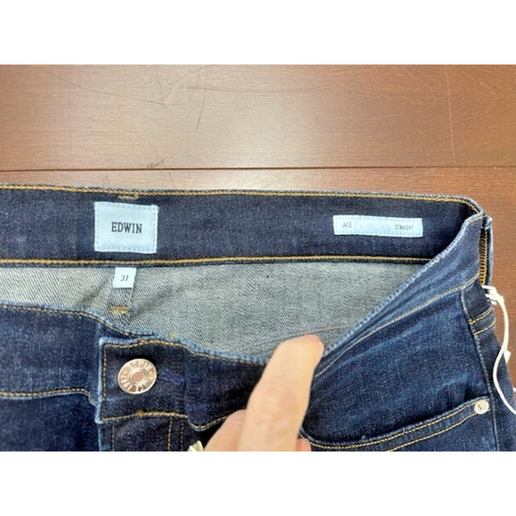 EDWIN Jeans 31 x 32 JACE Straight COOPER Leg Medium Dark Blue Denim Stretch $168 - Picture 6 of 12